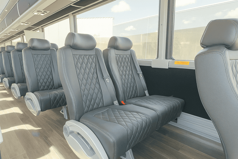 interior of Richardson Shuttle Bus Rentals charter bus